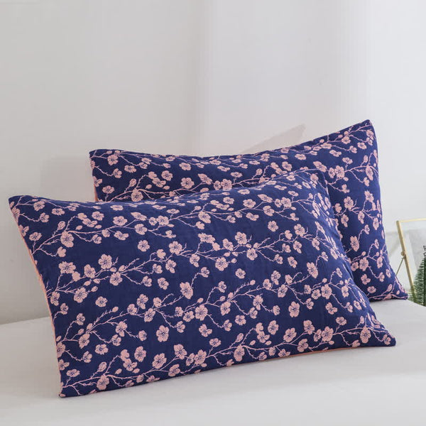 Pastoral Floral Cotton Gauze Jacquard Reversible Quilt