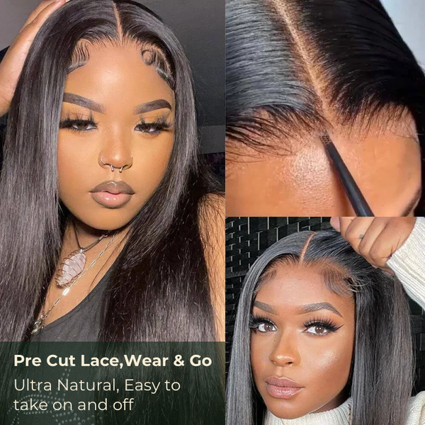 Klaiyi Straight Hair 7x5 Bye Bye Knots 13x4 Pre-Everything Put On and Go Glueless Wig  Flash Sale Affordable Lace Part Wig