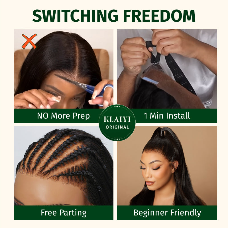 Klaiyi Straight Hair 7x5 Bye Bye Knots 13x4 Pre-Everything Put On and Go Glueless Wig  Flash Sale Affordable Lace Part Wig