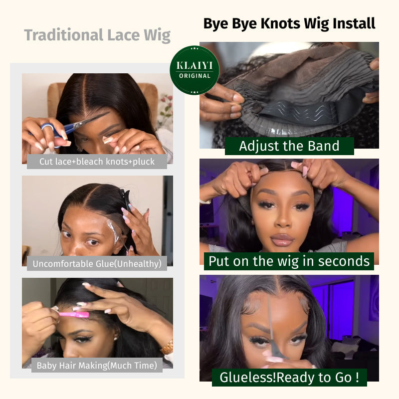 Klaiyi 7x5 Reddish Brown Jerry Curl Put on & Go Wig with Bleach Knots Flash Sale