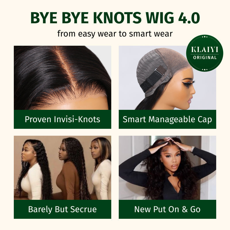 Klaiyi Bye Bye Knots Wig 7x5 Glueless Lace Black to Chestnut Brown Ombre Loose Wave Wig With Bleached Knots Flash Sale