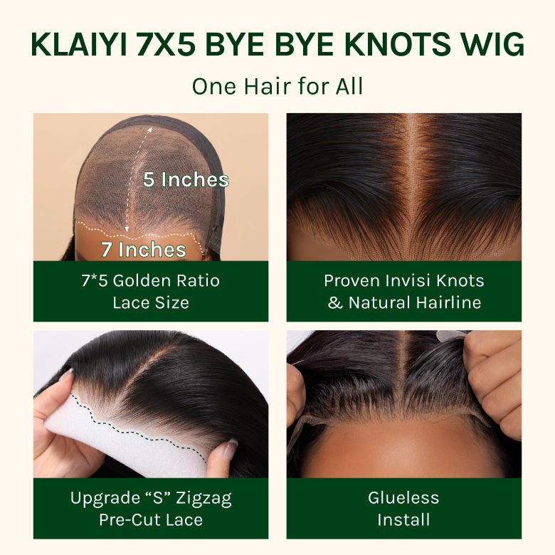 $100 OFF | Code: SAVE100 Klaiyi Put On and Go Glueless Bob Wig Silky Straight/Yaki Straight 7x5 Pre-Cut Lace Closure Wig Beginner Friendly