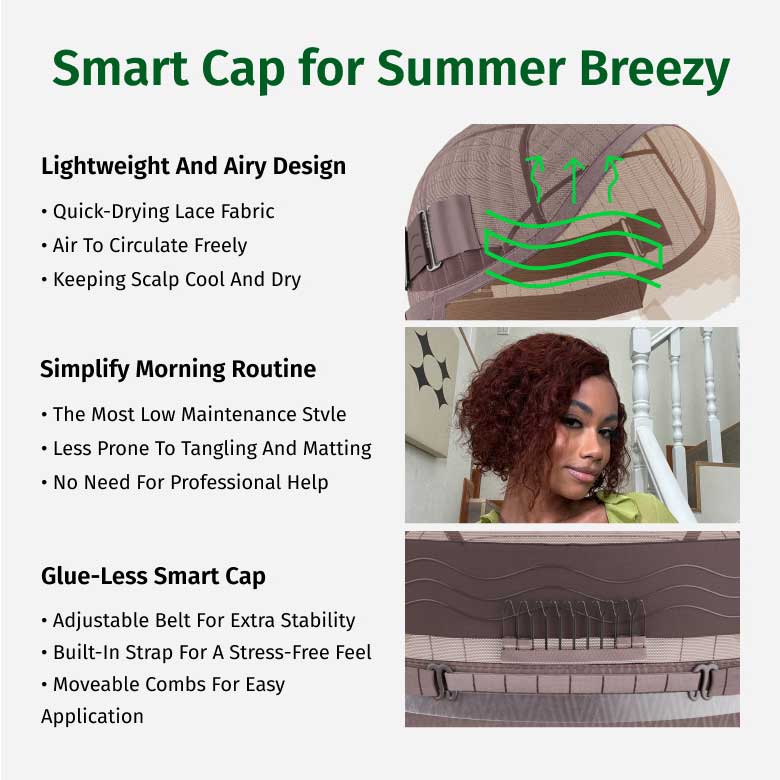 Fast Shipping| Klaiyi Summer Short Curly Bob 7x5 Bye-Bye Knots Lace Wig Side Part Reddish Brown Wig  Flash Sale