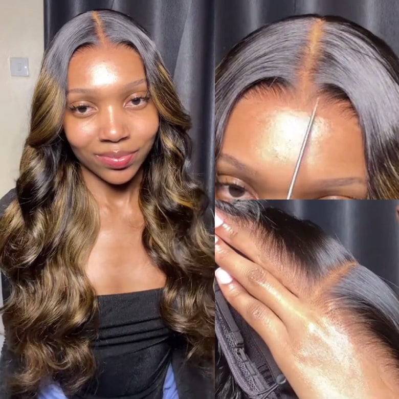 All Wigs Under $100 | Klaiyi Dark Root Brown Balayage Highlight 7x5 Bye Bye Knots Body Wave Lace Front Wig Flash Sale