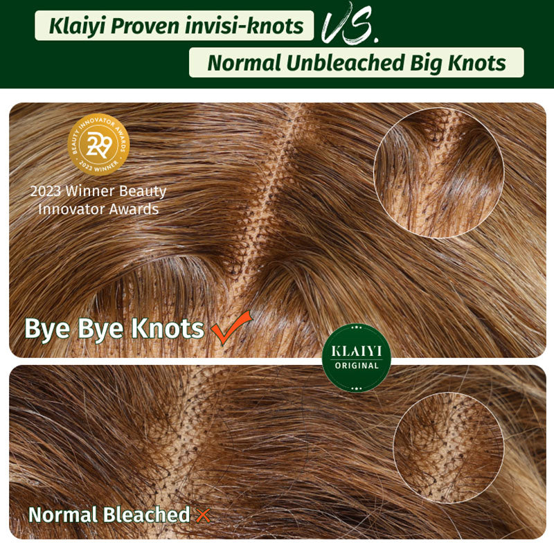 Klaiyi 7x5 Highlight Blonde Body Wave Bye Bye Knots Wig 4.0  Put On and Go Bleach Knots Wig Human Hair Flash Sale