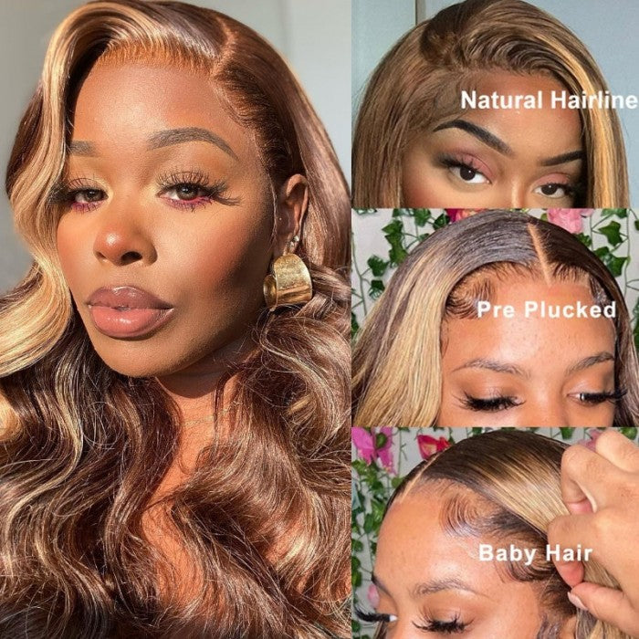 Klaiyi 7x5 Highlight Blonde Body Wave Bye Bye Knots Wig 4.0  Put On and Go Bleach Knots Wig Human Hair Flash Sale