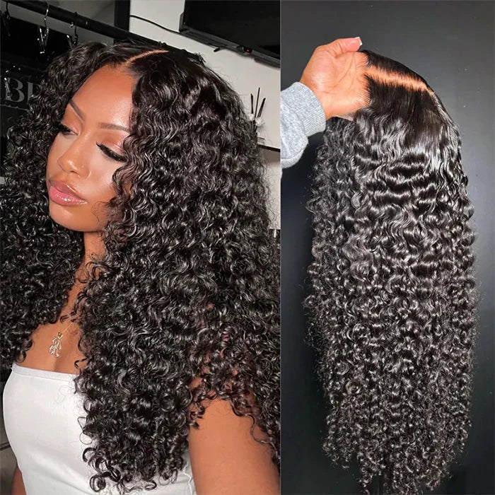 Klaiyi Jerry Curl Human Hair Wigs 7X5 Bye Bye Knots Lace Closure Wigs Flash Sale