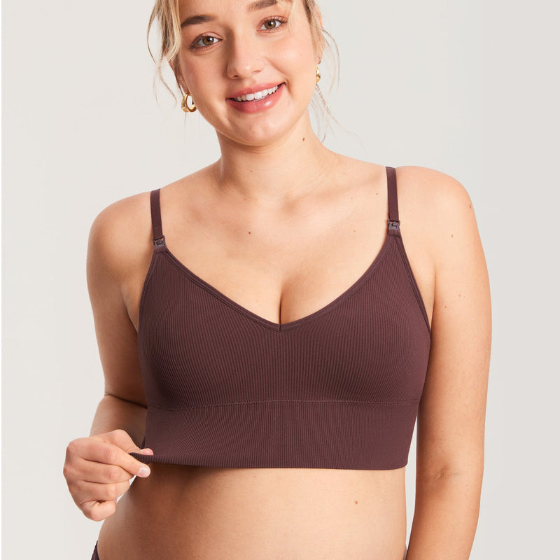 Ribbed V Neck Nursing Bralette
