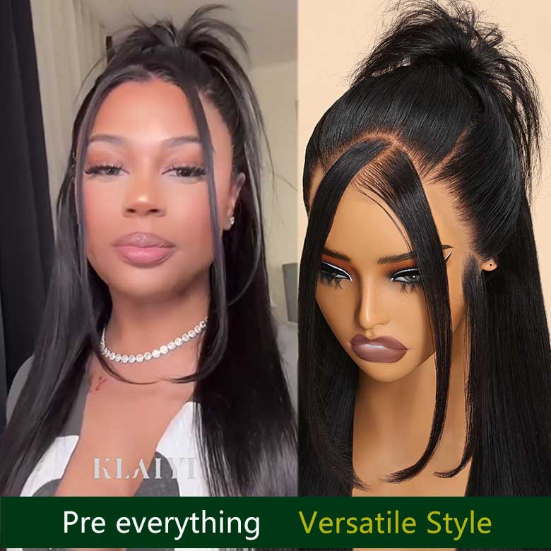 Klaiyi Straight Hair 7x5 Bye Bye Knots 13x4 Pre-Everything Put On and Go Glueless Wig  Flash Sale Affordable Lace Part Wig