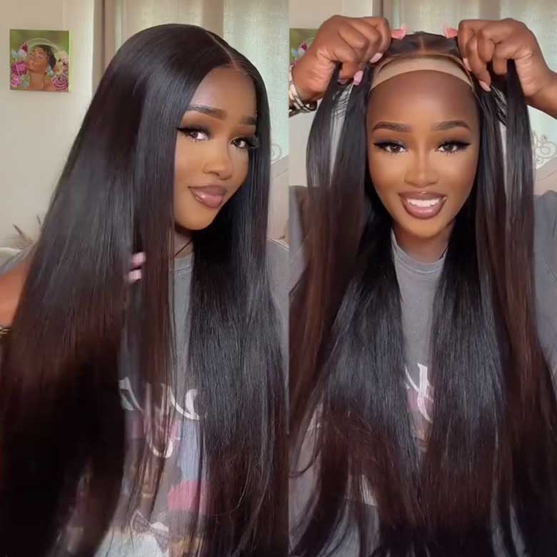 Klaiyi Straight Hair 7x5 Bye Bye Knots 13x4 Pre-Everything Put On and Go Glueless Wig  Flash Sale Affordable Lace Part Wig