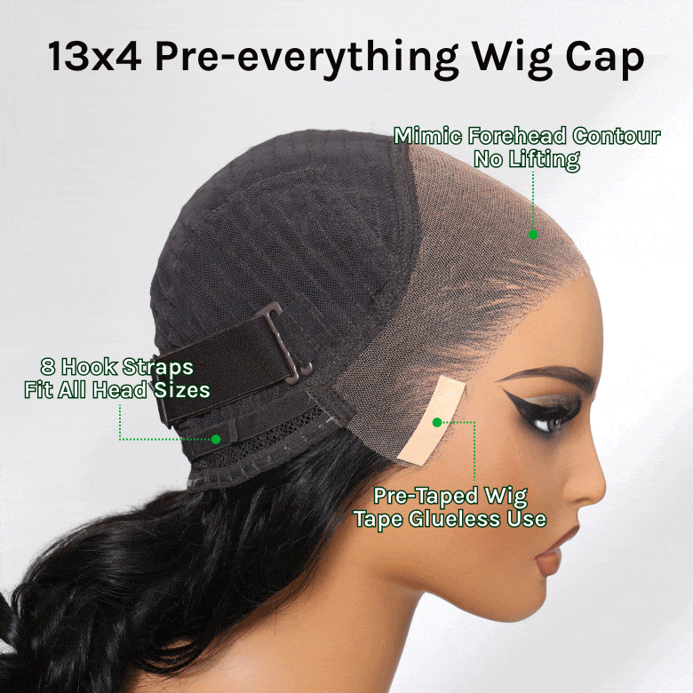 Klaiyi 13x4 Pre everything Glueless Lace Put On and Go Pre-cut Lace  Natural Color With Peek A Boo Blonde Highlights Body Wave Wig Flash Sale