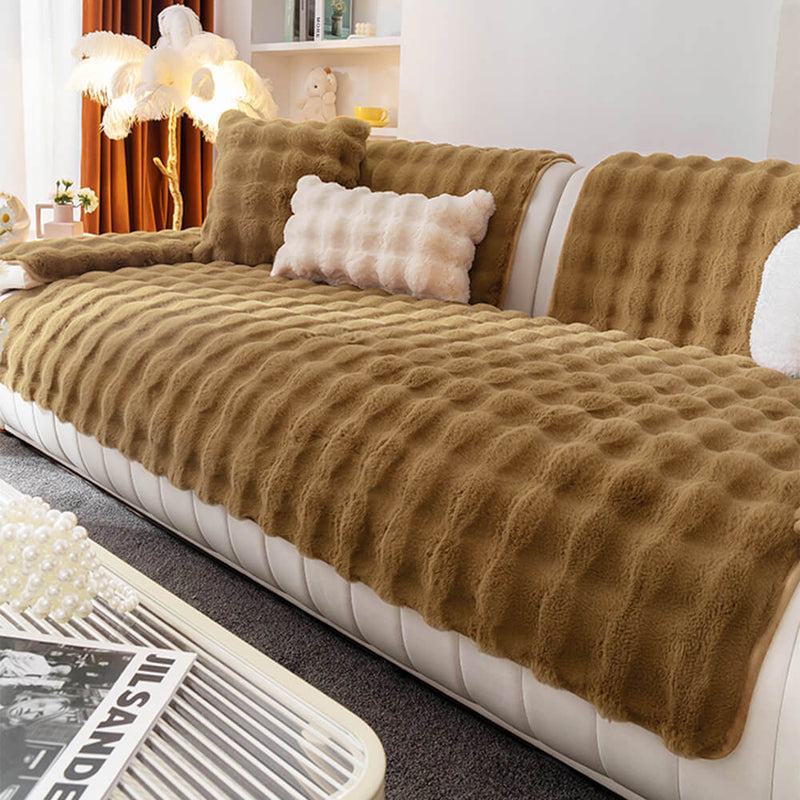Cozy Plush Solid Colour Non-slip Couch Cover