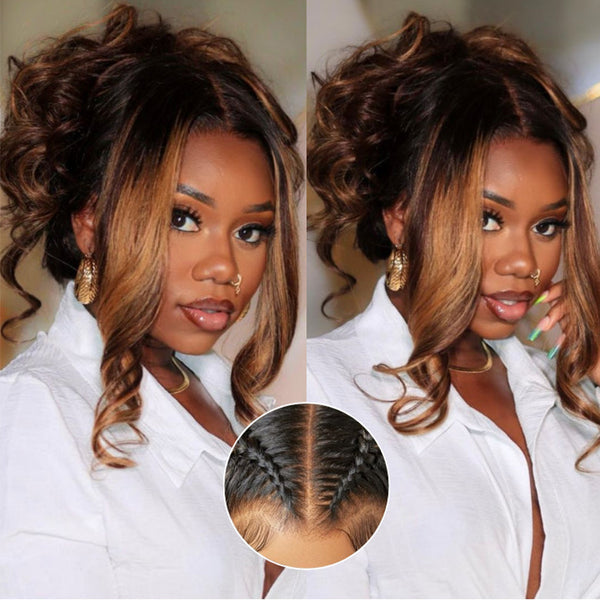 All Wigs Under $100 | Klaiyi Dark Root Brown Balayage Highlight 7x5 Bye Bye Knots Body Wave Lace Front Wig Flash Sale