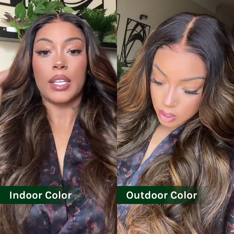 All Wigs Under $100 | Klaiyi Dark Root Brown Balayage Highlight 7x5 Bye Bye Knots Body Wave Lace Front Wig Flash Sale