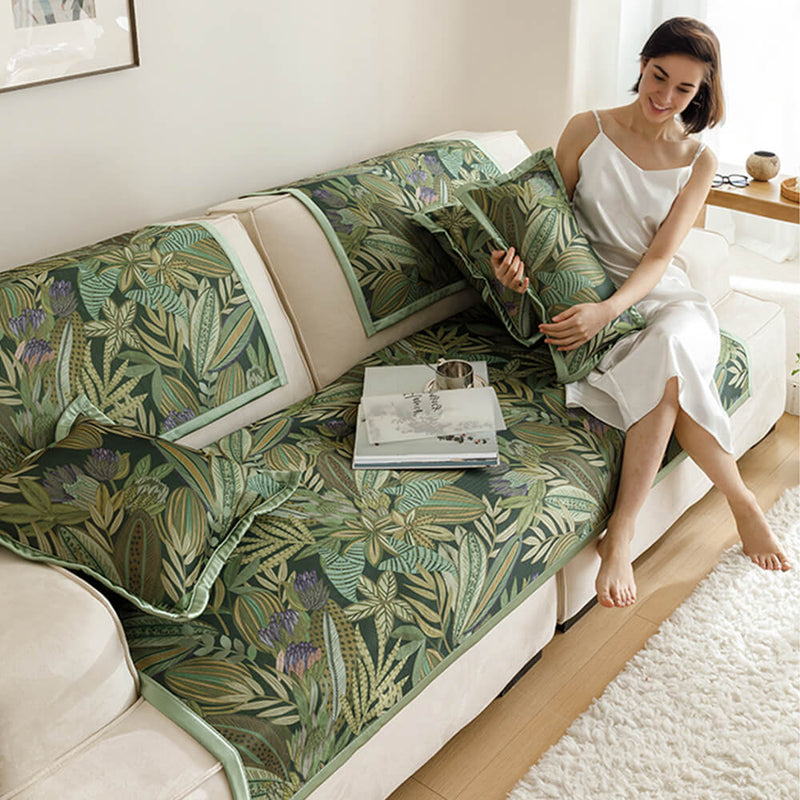 All-Season Cooling Pastoral Floral Couch Cover