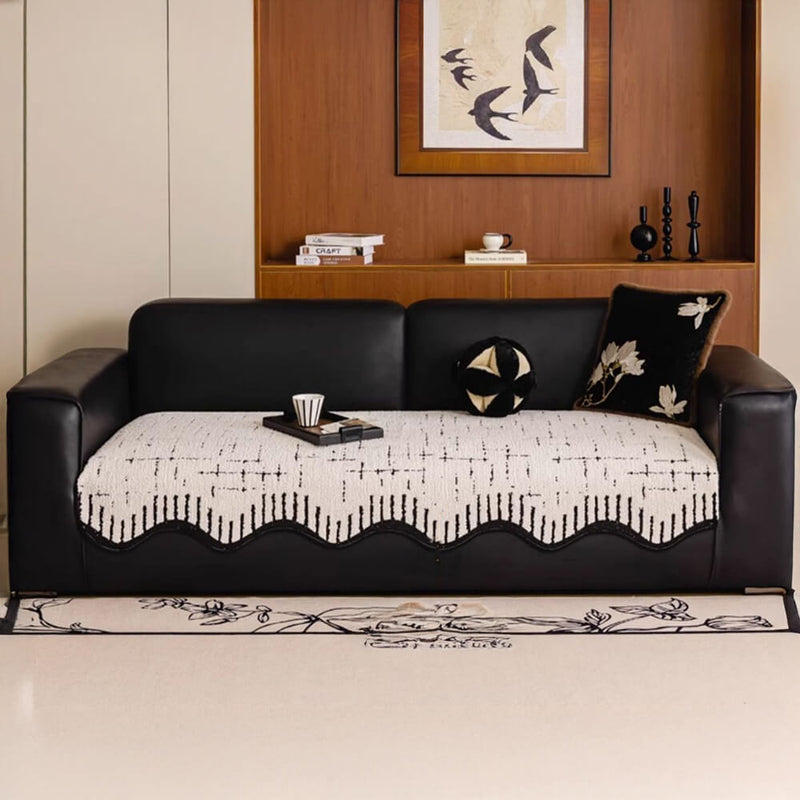 Soft Thickened Plush Couch Cover with Irregular Wave Edges