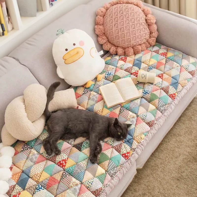 Cozy Plaid Patchwork Pet Mat Furniture Protector Couch Cover