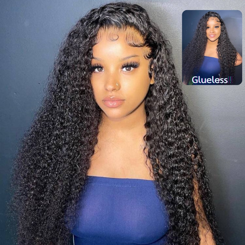 Klaiyi Jerry Curl Human Hair Wigs 7X5 Bye Bye Knots Lace Closure Wigs Flash Sale