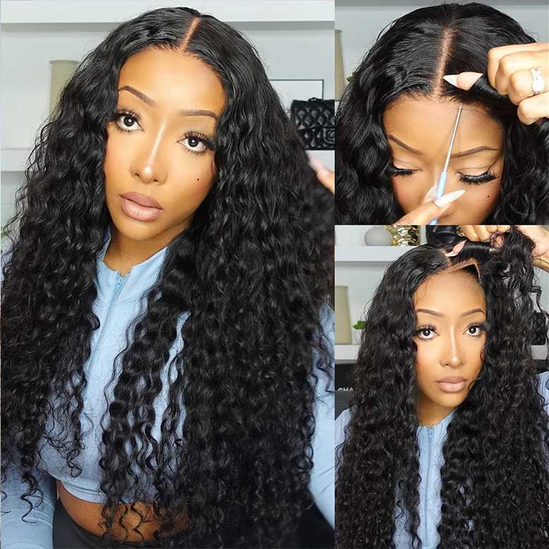 Klaiyi Water Wave 5x5 HD Blend Away™ Lace Wig 180% Glueless Wigs Melted All Skin Human Hair