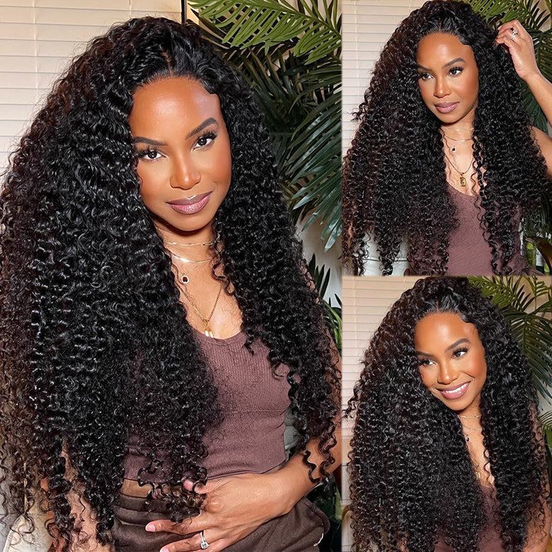 Klaiyi Jerry Curl Human Hair Wigs 7X5 Bye Bye Knots Lace Closure Wigs Flash Sale