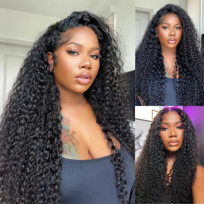Klaiyi Jerry Curl Human Hair Wigs 7X5 Bye Bye Knots Lace Closure Wigs Flash Sale