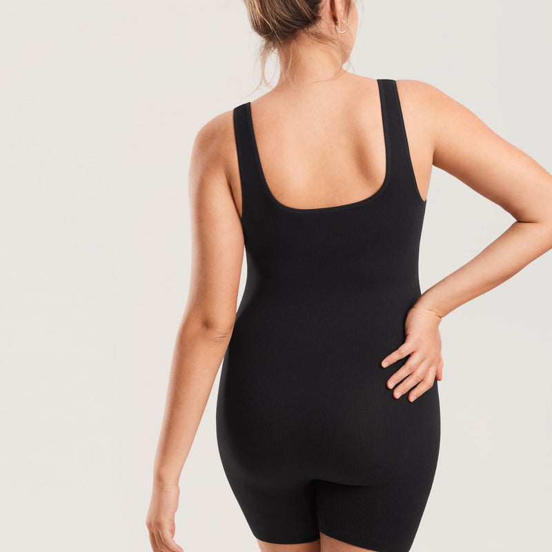 Ribbed Square Neck Maternity Romper