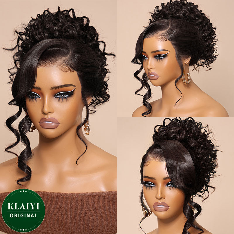 Klaiyi 7x5 Bye Bye Knots /13x4 Drawstring Body Wave Glueless Human Hair Wig Flash Sale