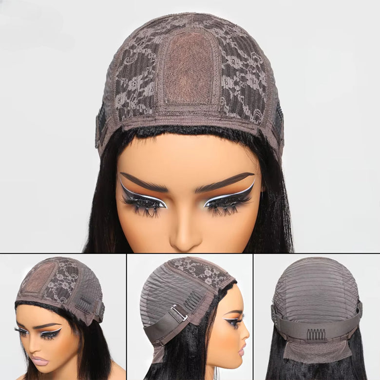 Fast Shipping| Klaiyi Yaki Straight Bob Wig with Bang 2x4 Lace Closure Wig Beginner Friendly Human Hair Wig Flash Sale