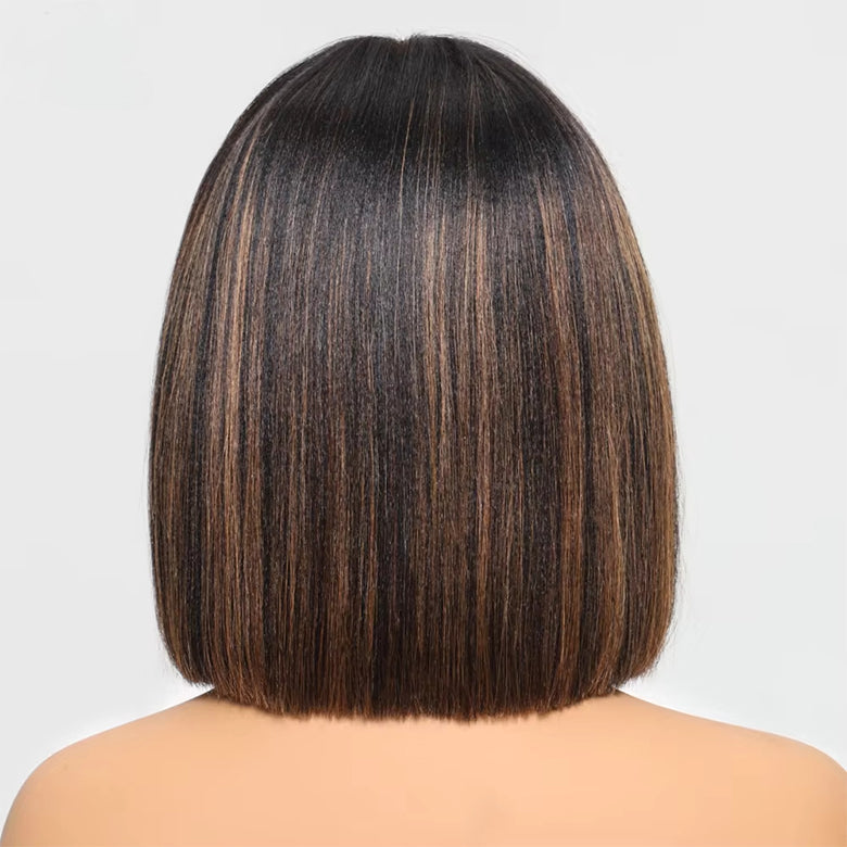 Fast Shipping| Klaiyi Yaki Straight Bob Wig with Bang 2x4 Lace Closure Wig Beginner Friendly Human Hair Wig Flash Sale