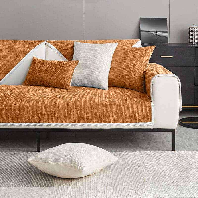 Waterproof Antimicrobial Simple Chenille Fabric Anti-scratch Couch Covers