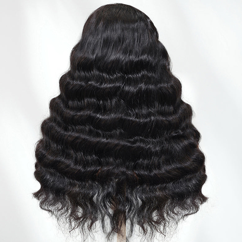 Klaiyi Loose Deep Wave 13x4 Pre everything™ Lace Frontal Wig Put on and Go Glueless Human Hair Wigs