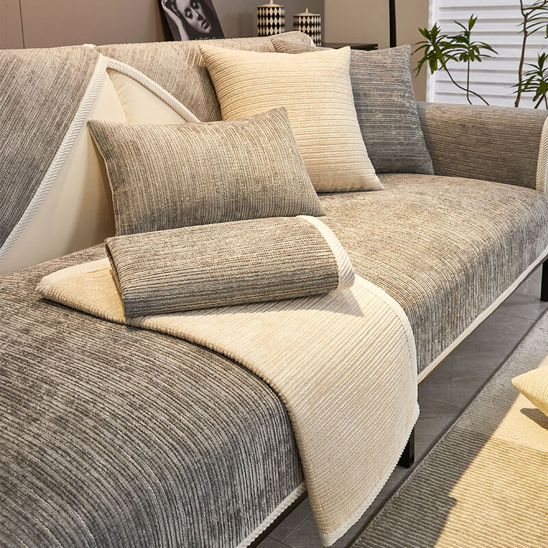 Waterproof Antimicrobial Simple Chenille Fabric Anti-scratch Couch Covers