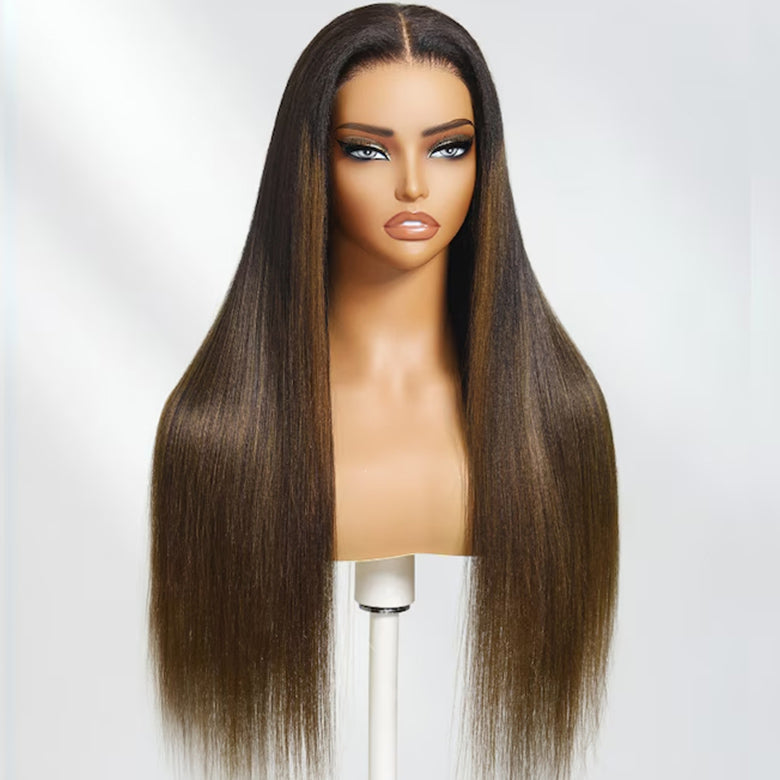 Klaiyi Summer Bob Ombre Chestnut Brown Short Bob Wig 7x5 Bye-Bye Knots Wig Flash Sale