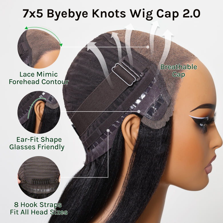 Klaiyi 7x5 Bye Bye Knots Spiral Curls Water Curly Hair with Twist-Out Ends Put on and Go Glueless Wig