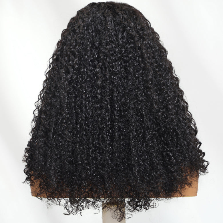 Klaiyi 7x5 Bye Bye Knots Spiral Curls Water Curly Hair with Twist-Out Ends Put on and Go Glueless Wig
