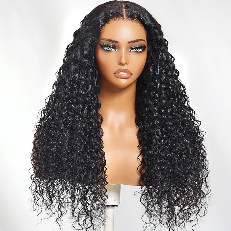 Klaiyi 13x4 Pre-Everything™ Lace Frontal Wig Water Wave & Curly  Mixed Human Hair Glueless Wig