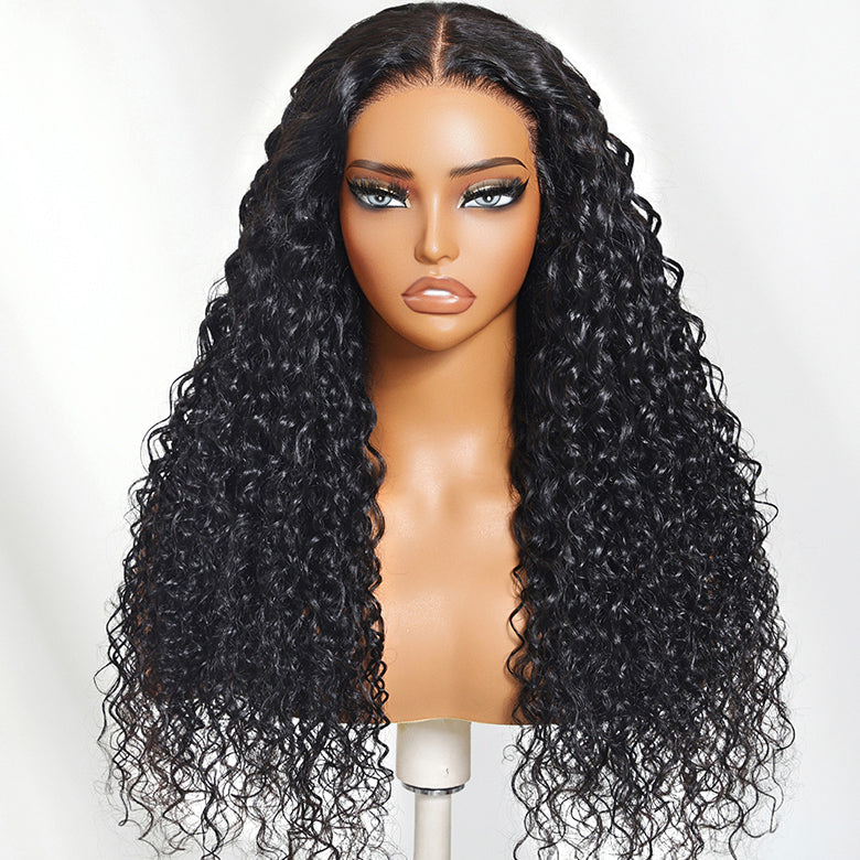 Klaiyi 13x4 Pre-Everything™ Lace Frontal Wig Water Wave & Curly  Mixed Human Hair Glueless Wig
