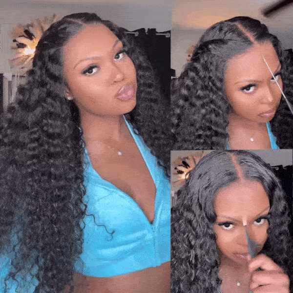Klaiyi 5x5 HD Blend Away™ HD Lace Wig 180% Density Water Wave Glueless Wigs Melted All Skin Flash Sale
