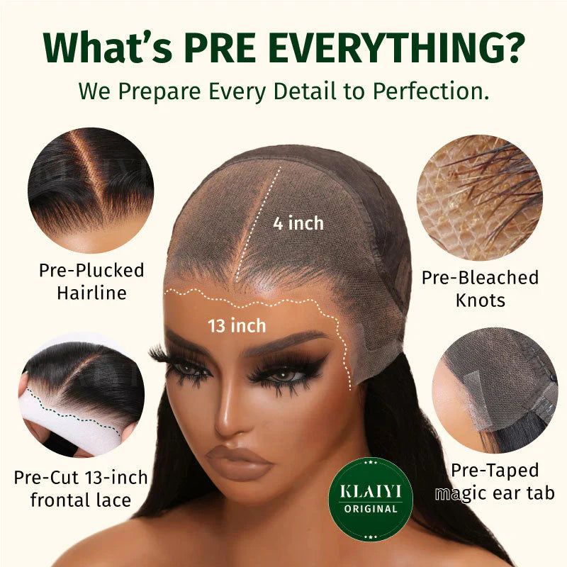 Klaiyi Loose Deep Wave 13x4 Pre everything™ Lace Frontal Wig Put on and Go Glueless Human Hair Wigs