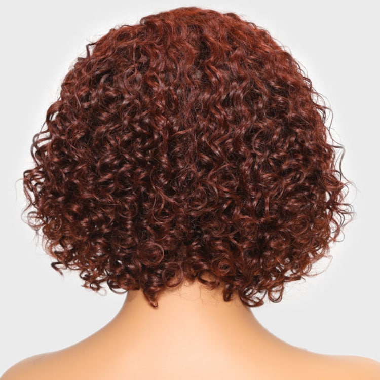 Fast Shipping| Klaiyi Summer Short Curly Bob 7x5 Bye-Bye Knots Lace Wig Side Part Reddish Brown Wig  Flash Sale