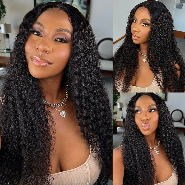 Klaiyi Jerry Curl Human Hair Wigs 7X5 Bye Bye Knots Lace Closure Wigs Flash Sale