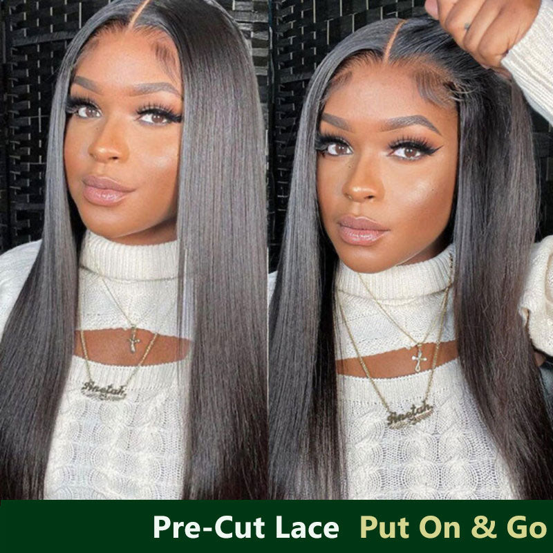 Klaiyi Straight Hair 7x5 Bye Bye Knots 13x4 Pre-Everything Put On and Go Glueless Wig  Flash Sale Affordable Lace Part Wig